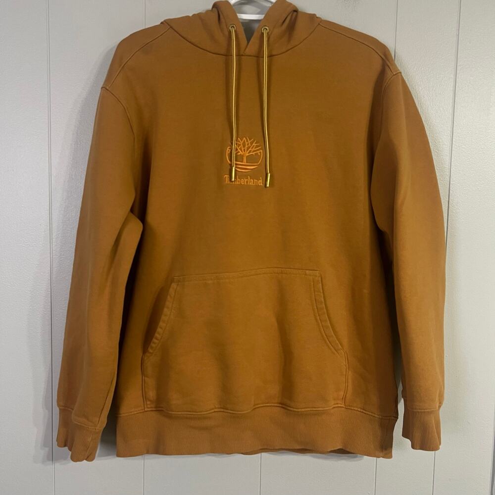 Timberland Hoodie Mens Large Brown Embroidered Logo Pullover Sweatshirt